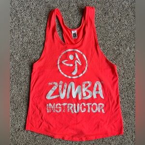 Zumba Fitness Red Racerback Tank with Silver Logo